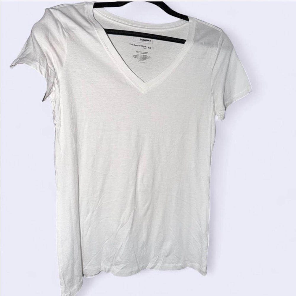 Sonoma Women's White V-Neck Tee